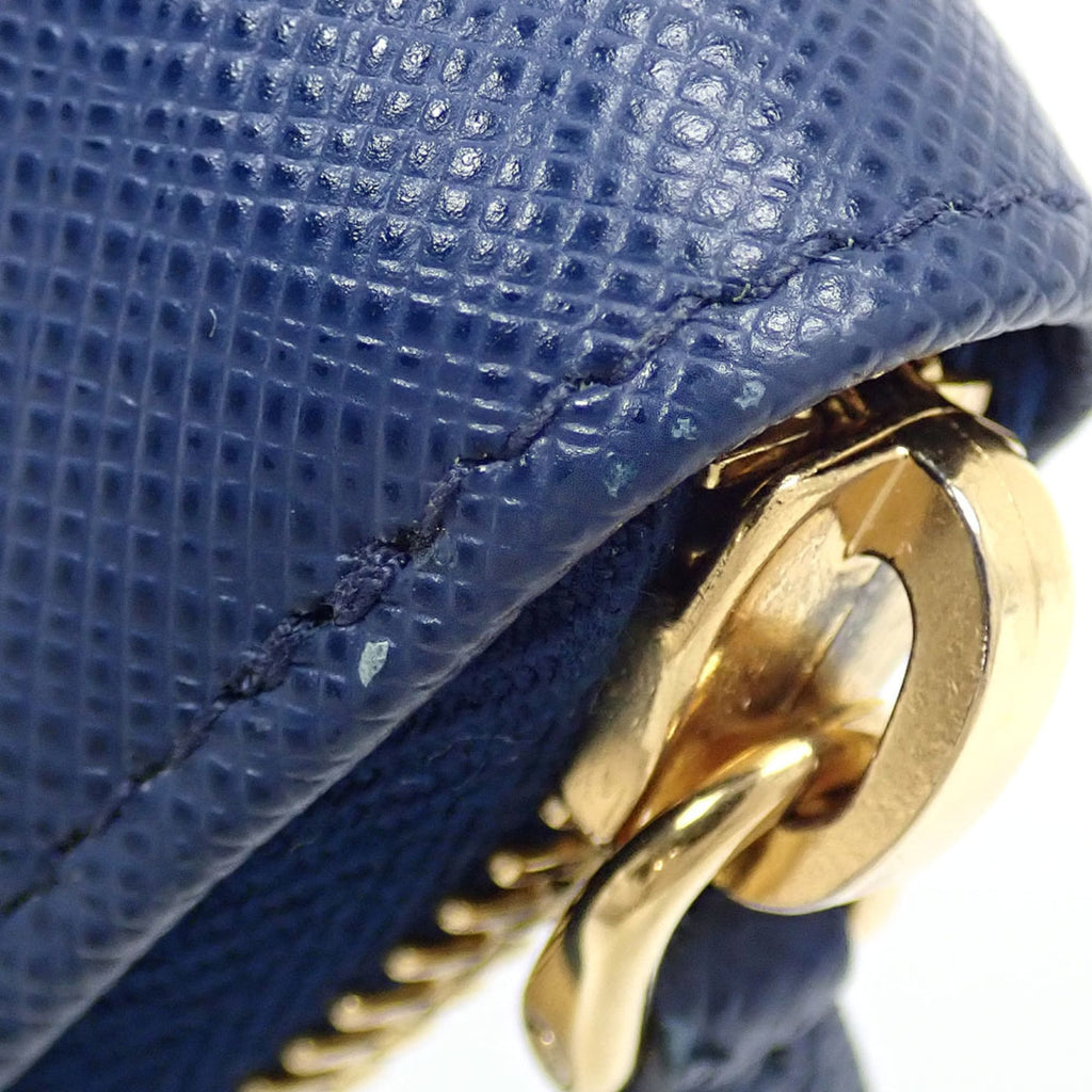 Prada Women's Blue Leather Coin Case 1MM268 Round