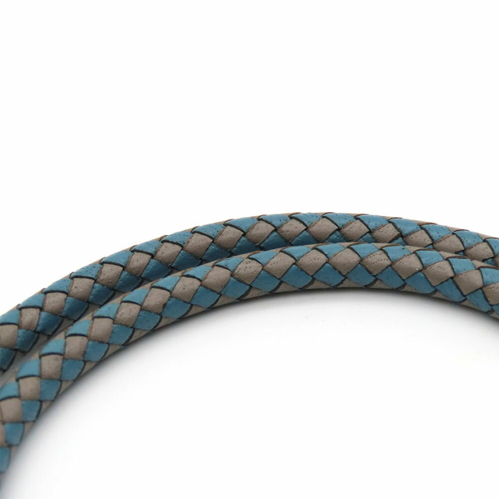 Hermes Bracelet Jumbo Metal Leather Blue Grey Double Strand Women Men HERMES