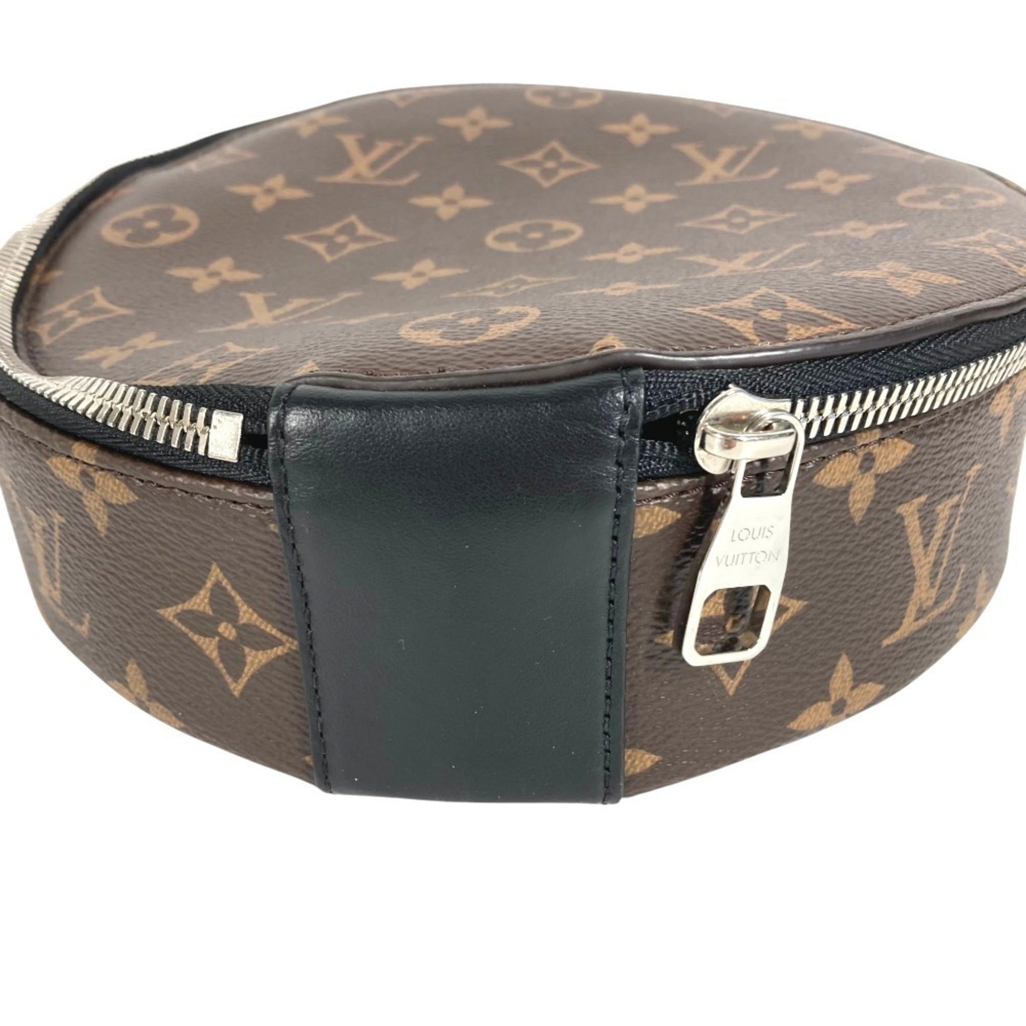 LOUIS VUITTON M46273 Monogram Audio Case Bag, Round Handbag, Canvas, Men's/Women's, Brown — Like New