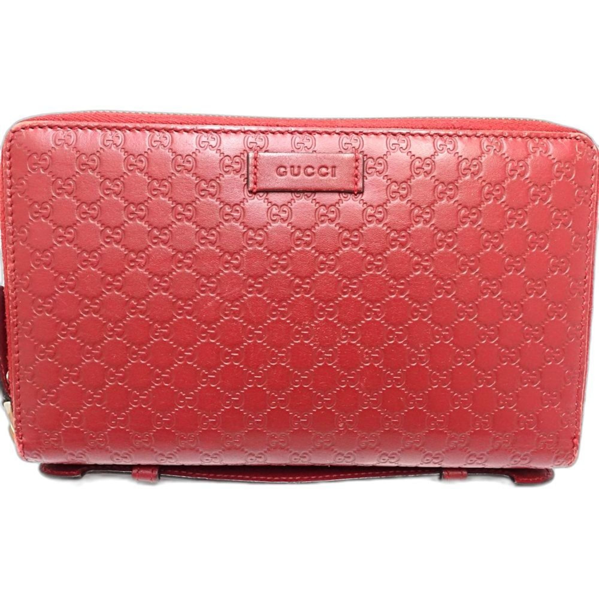 GUCCI Micro Guccissima Travel Case 544250, Organizer Multi-Case, Leather, Red, Women's, 181879