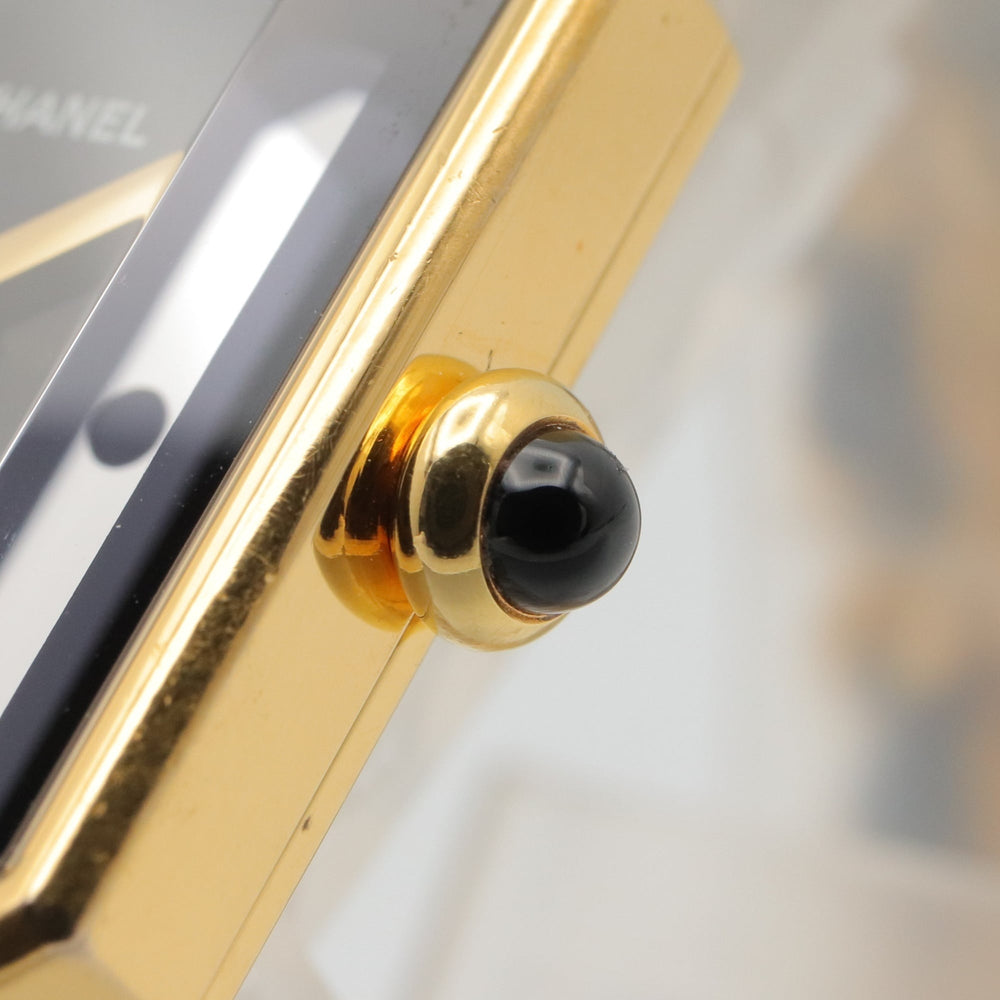 Chanel CHANEL Première S Watch, Gold Plated (GP), Leather Strap, Women's, Black, H0001 — Very Good