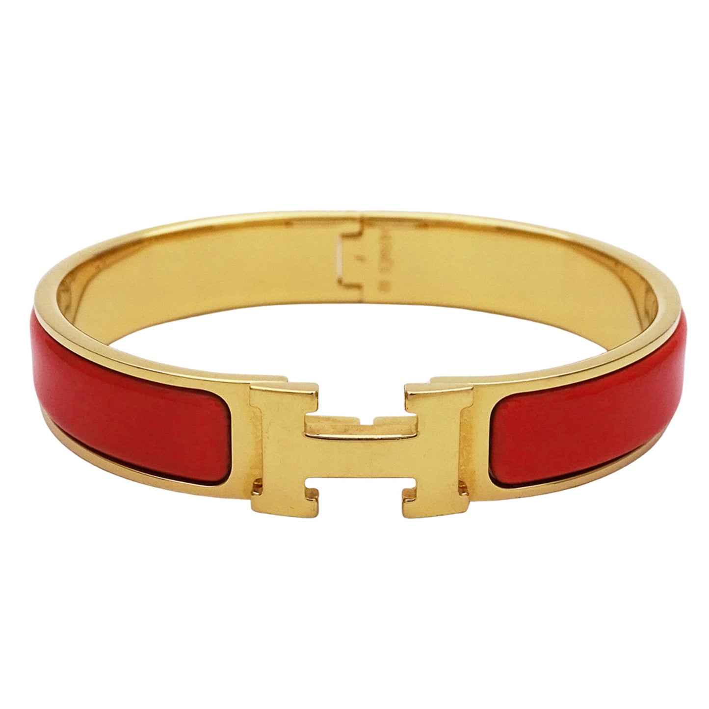 Hermes Hermès Click H PM Bangle Bracelet for Men and Women in Orange Gold