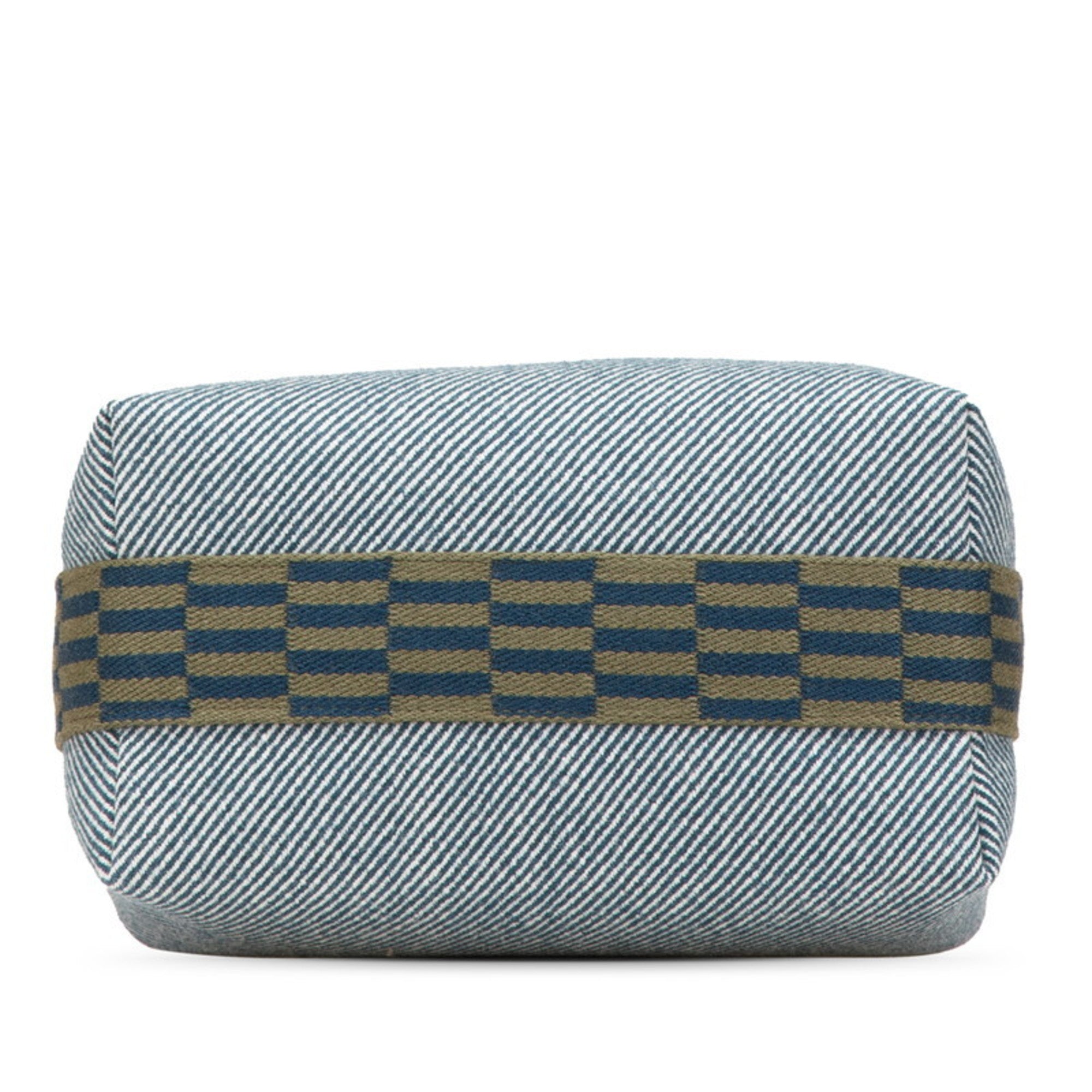 Hermès Bride A Black PM Handbag, Blue Abyss and Green Cotton, Women's, HERMES