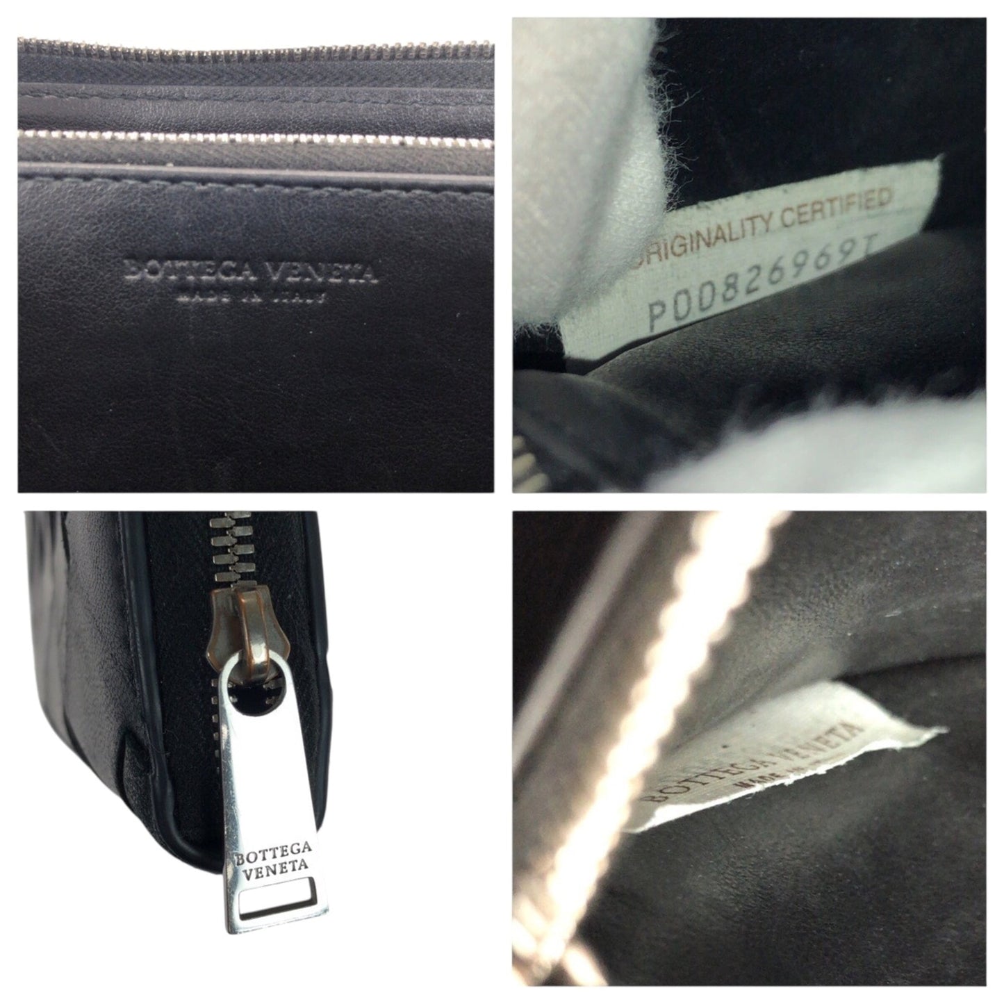 BOTTEGA VENETA Maxi Intrecciato Black Leather Long Wallet with Silver Hardware for Men