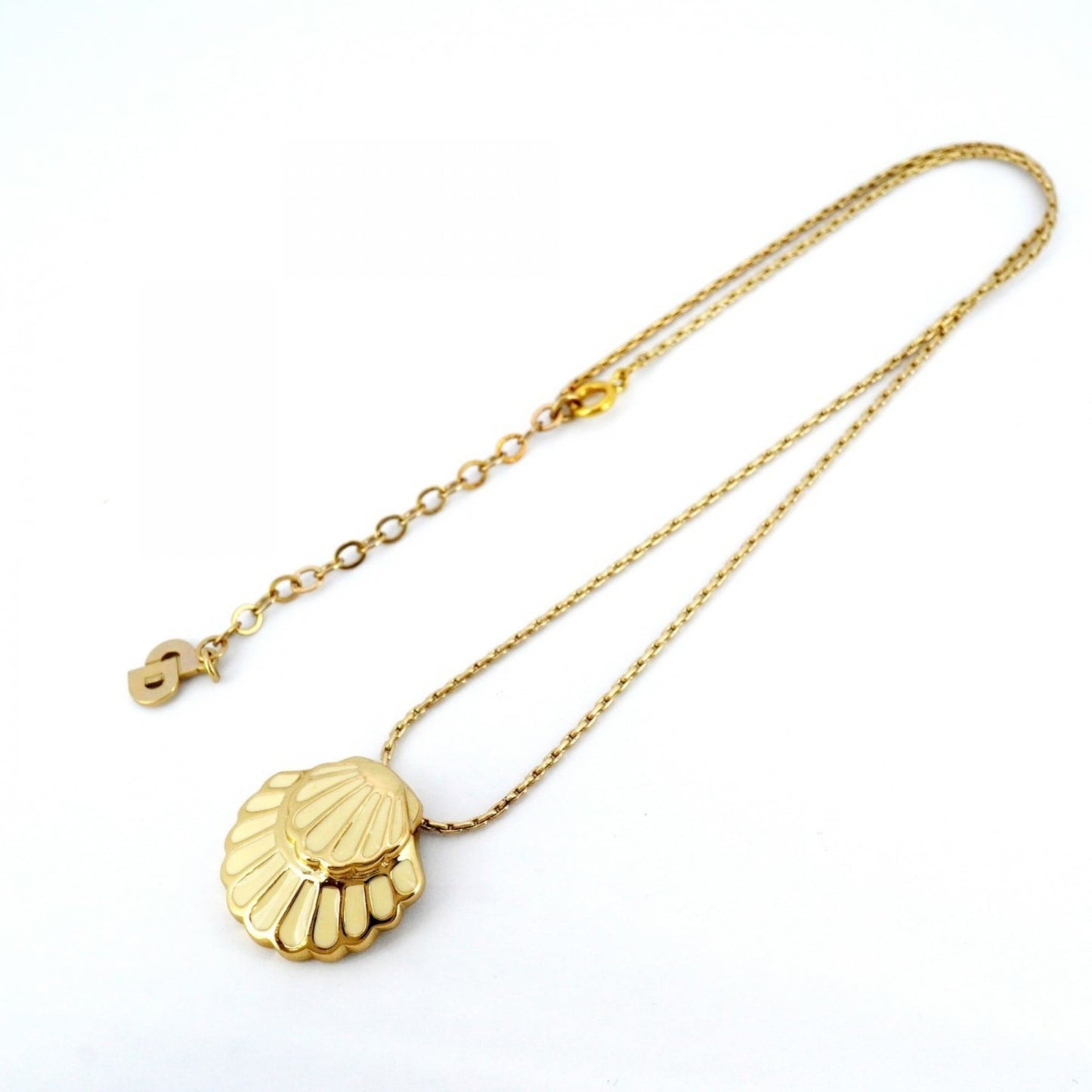 Christian Dior Shell Motif Necklace, GP Plated Gold, Cream, Women's