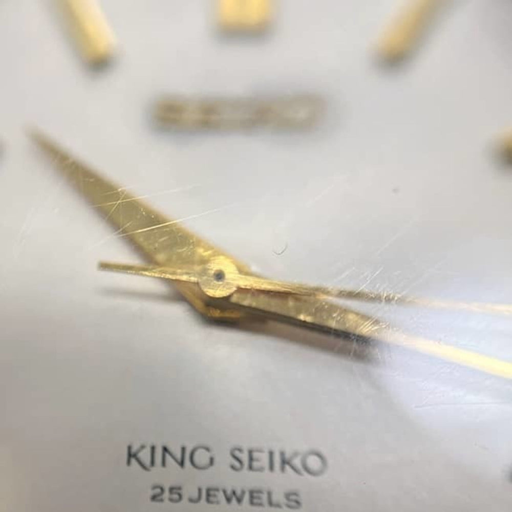 Seiko King Watch, White, Gold, Black, 44-2000, Stainless Steel, Leather Strap, Manual Winding — Good