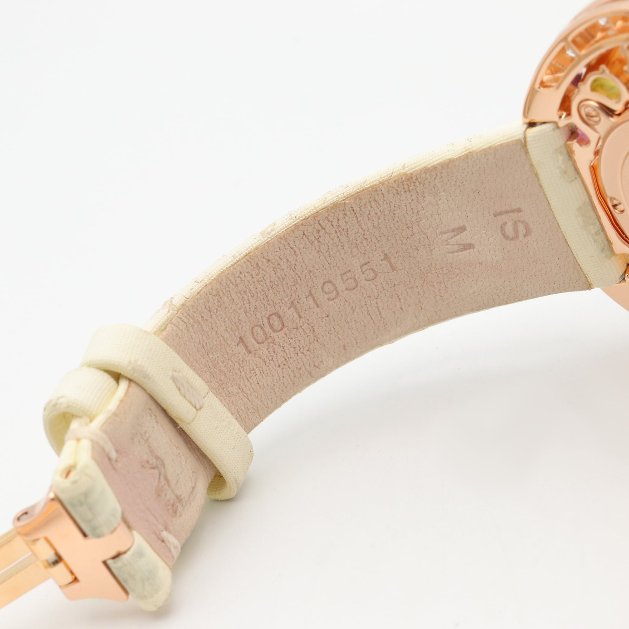 Bulgari BVLGARI Astrale Cerchi Diamond & Colored Stone Watch, 18K Pink Gold (PG), Diamond, Leather Strap, Women's, White, White Shell, AEP36G — Very Good