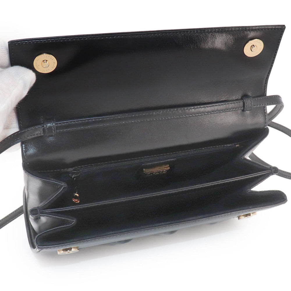 Gucci Double G Shoulder Handbag, Leather, Black, Gold Hardware — Like New