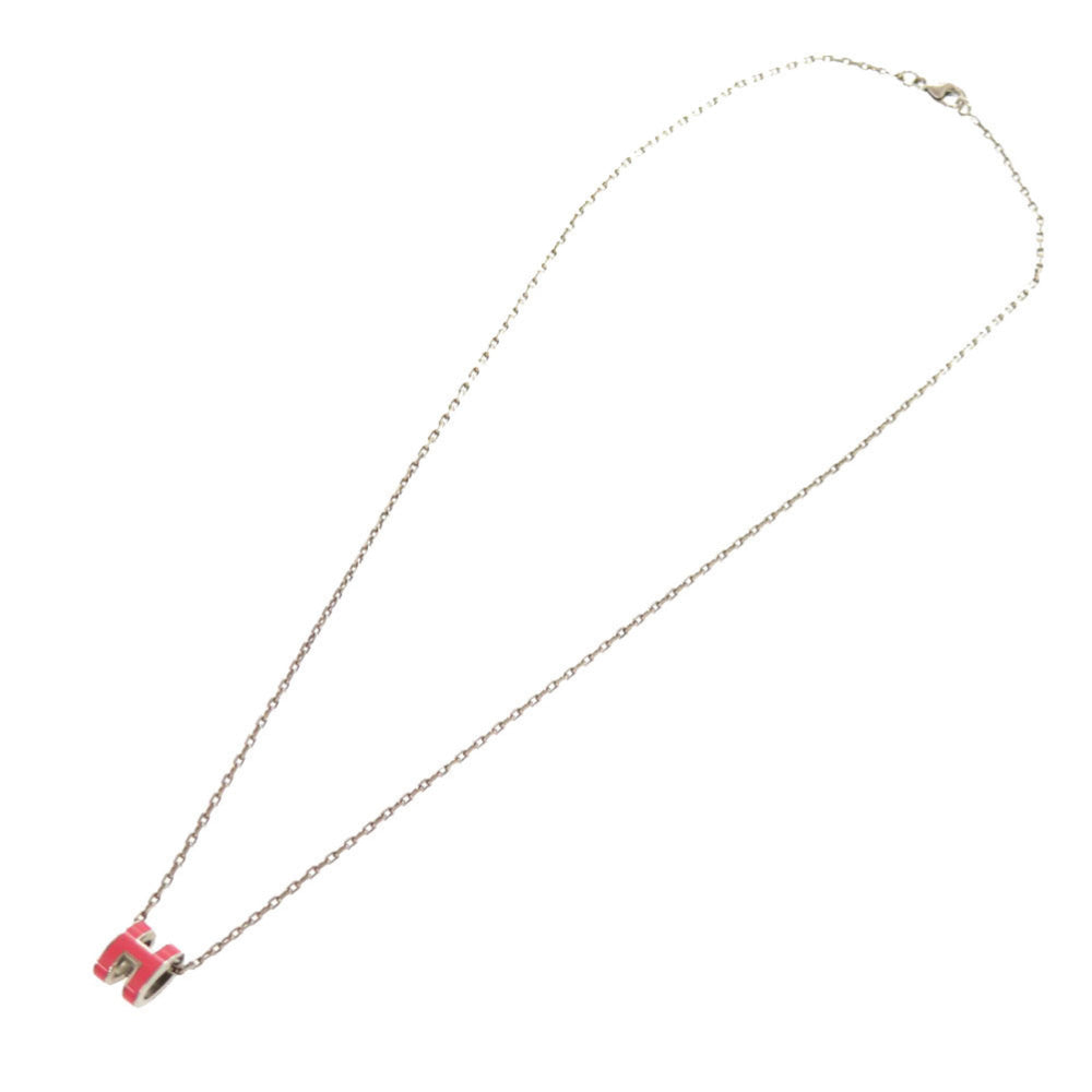 Like new Hermes Pop H Mini Rose Tropic Silver Necklace 1537 HERMES — Like New