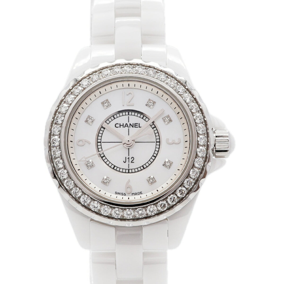 Chanel J12 Diamond H2572 White Dial Women's Watch — Good