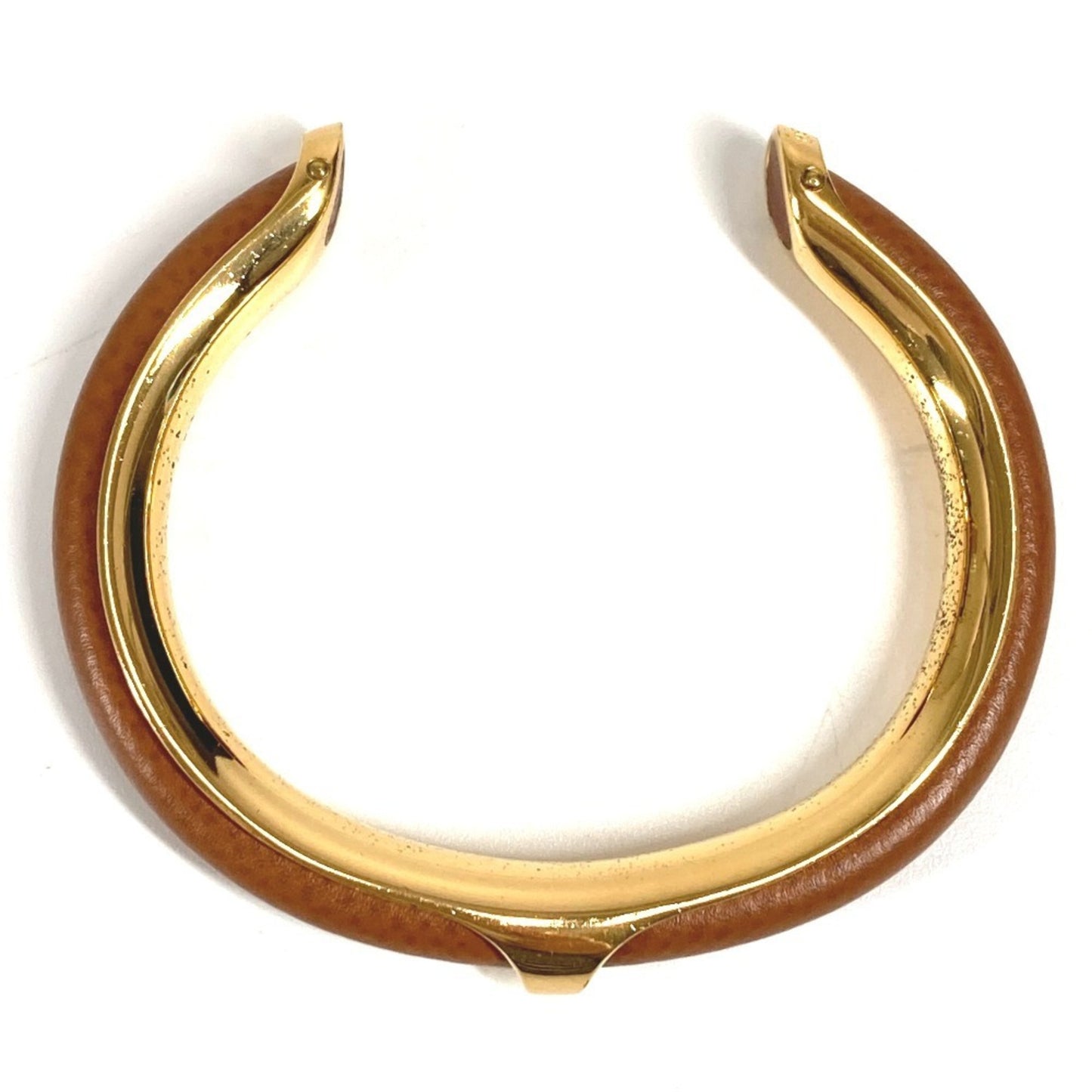 HERMES Hermes Bracelet Bangle Metal/Leather Women's Brown