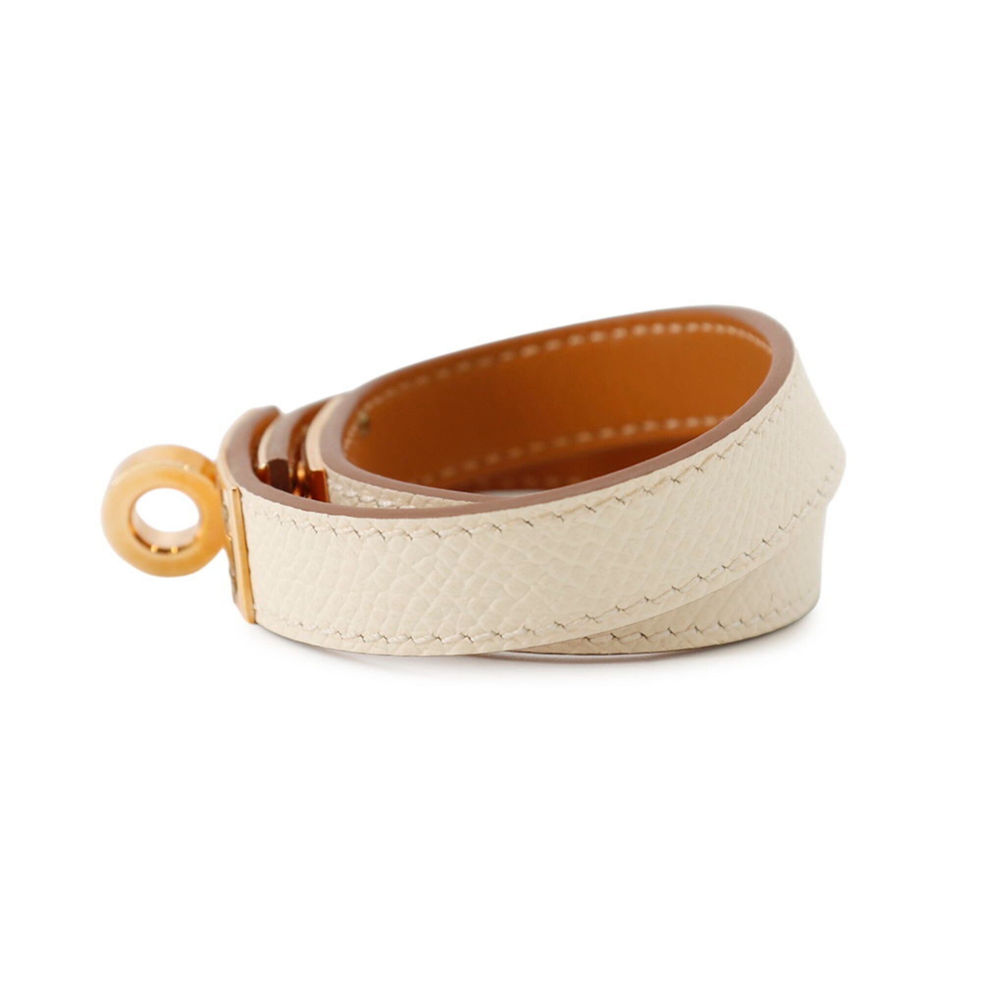 Hermes Kelly Double Tour Bracelet, Craie Pink Epsom Leather, U Stamp, Size T2 — Like New