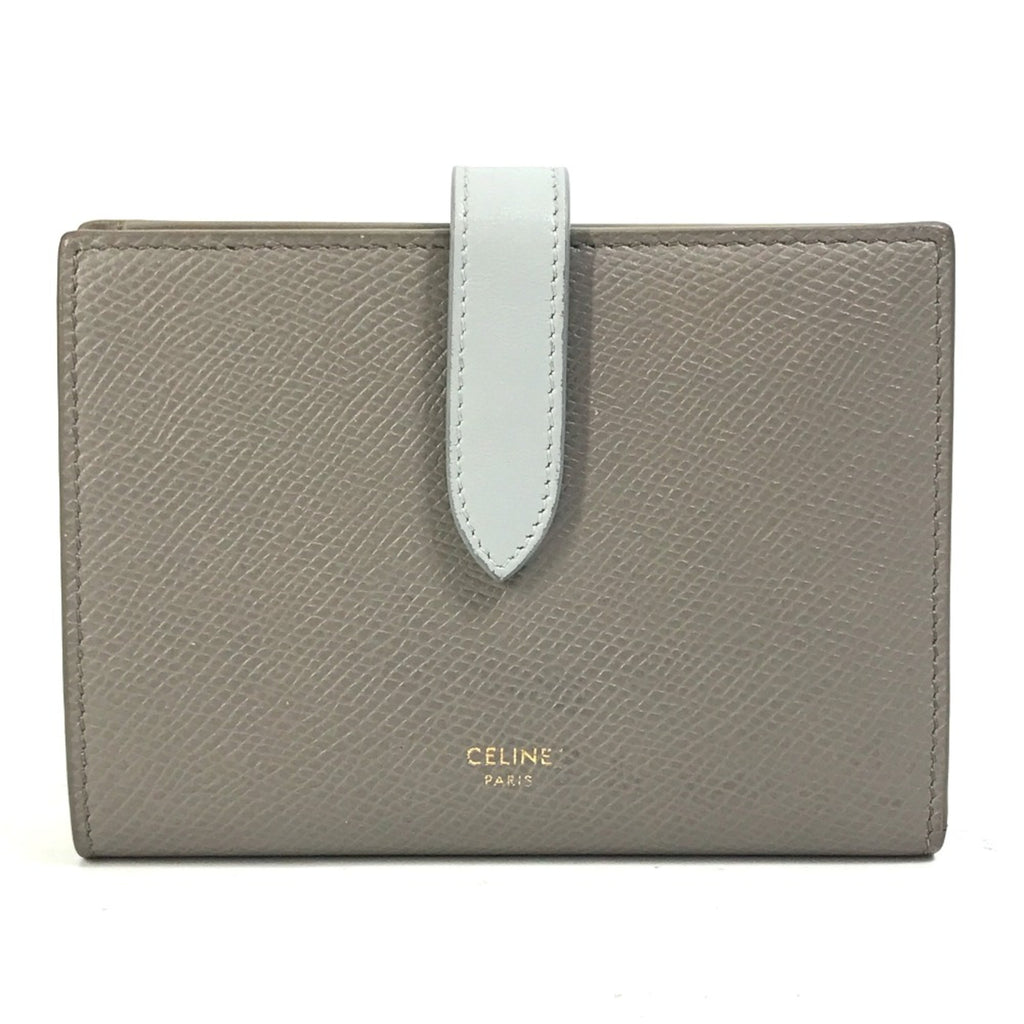 CELINE 10B643BRU.10PI Bicolor Trifold wallet Pebble /Mineral Gray x light blue