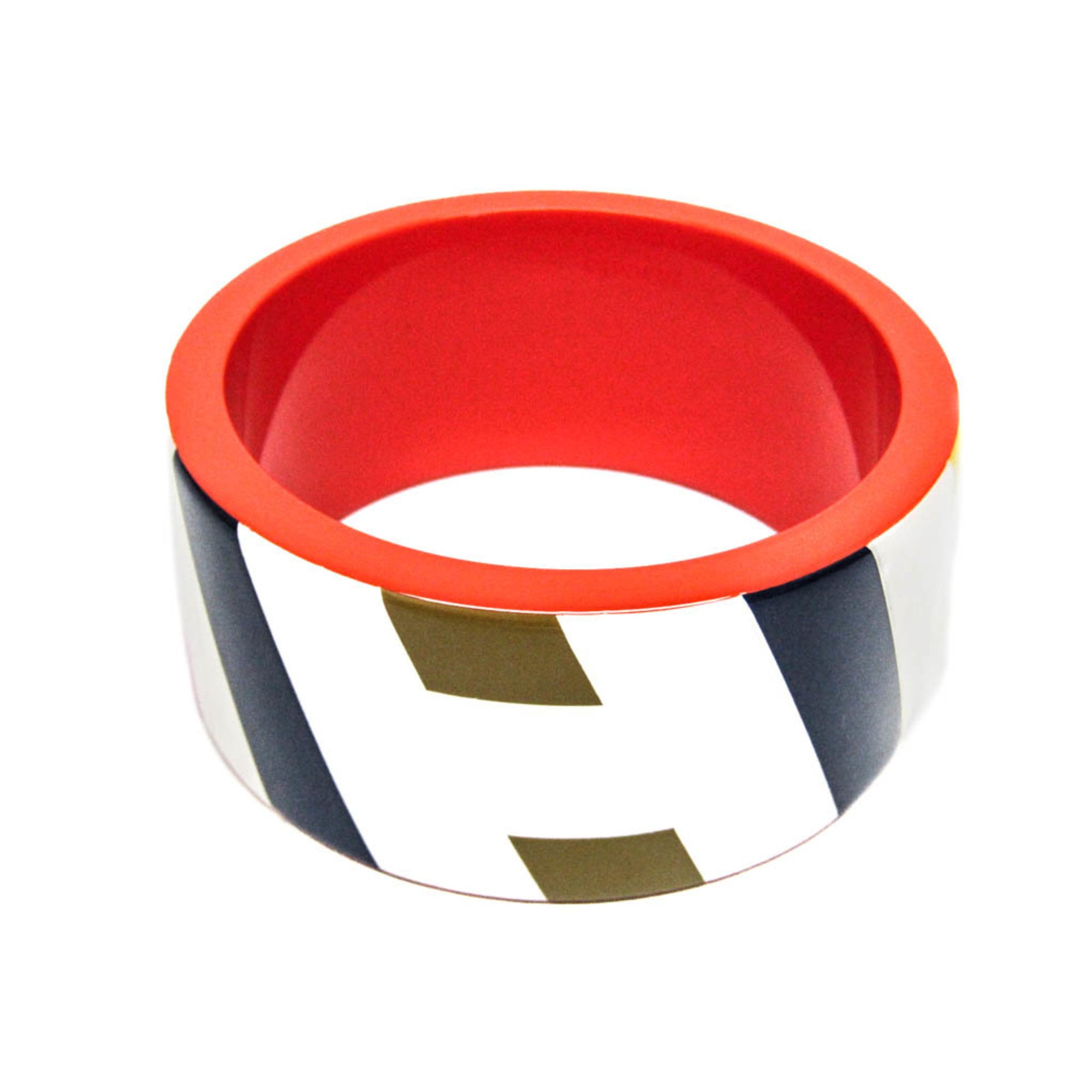 Hermes Bias H GM Lacquer,Wood Bangle Multi-color — Like New