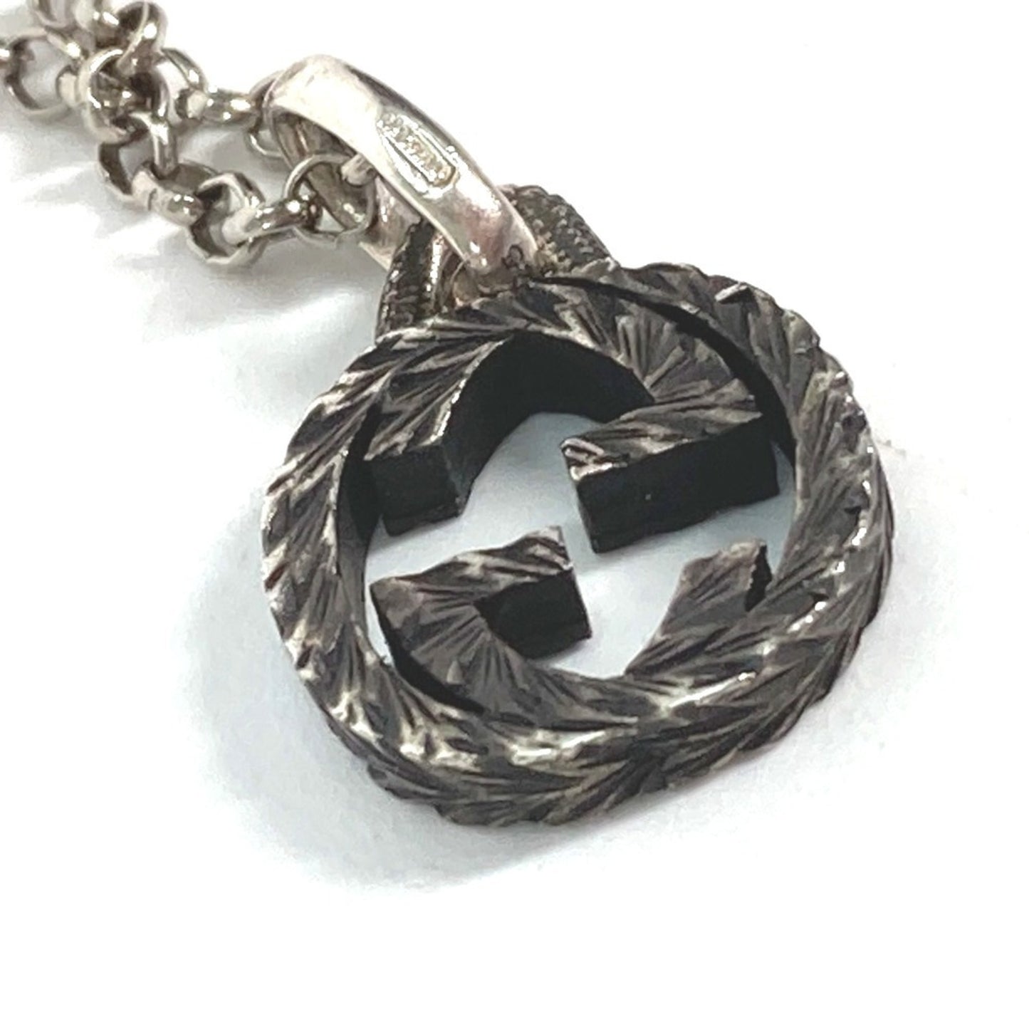 GUCCI Arabesque Interlocking G Pendant Chain Necklace in SV925 Silver for Women