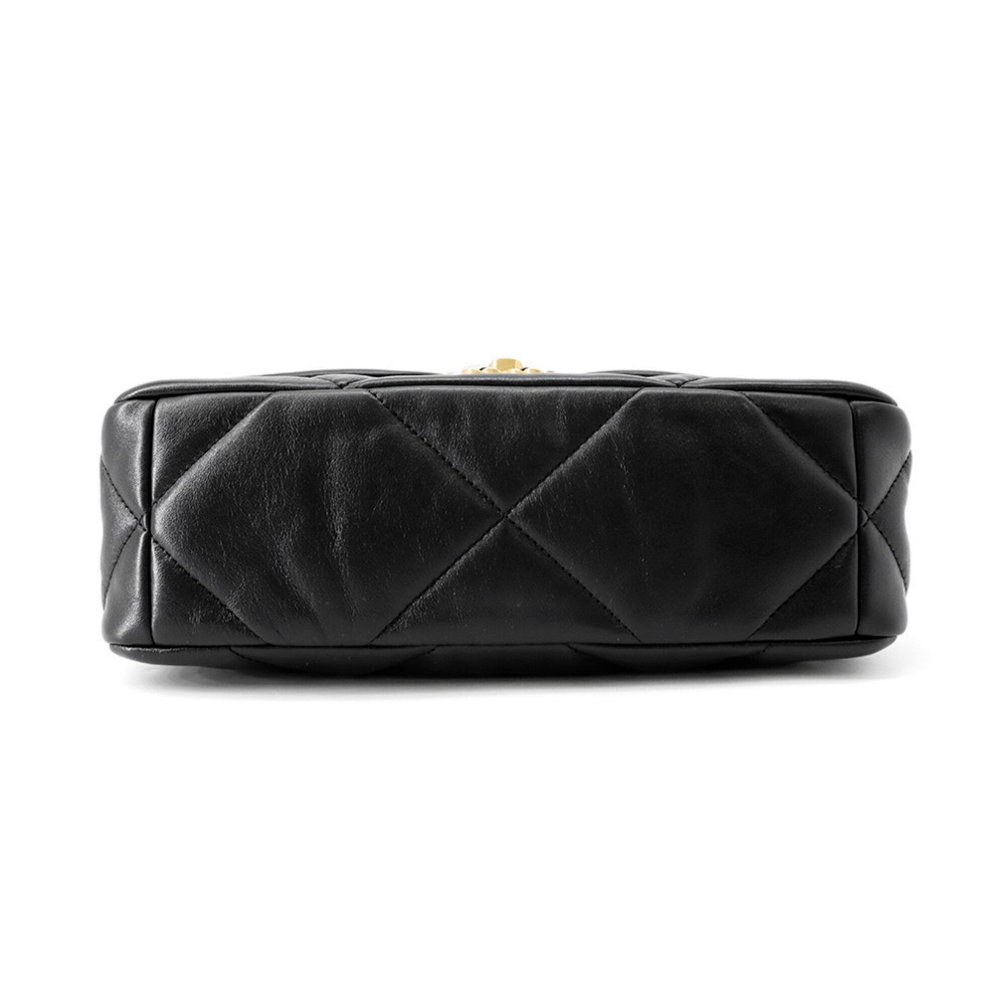 Chanel Chain Shoulder Bag CHANEL19 Matelassé Coco Mark Shiny Lambskin AS1160 CHANEL Black 19 Handbag Women's — Like New