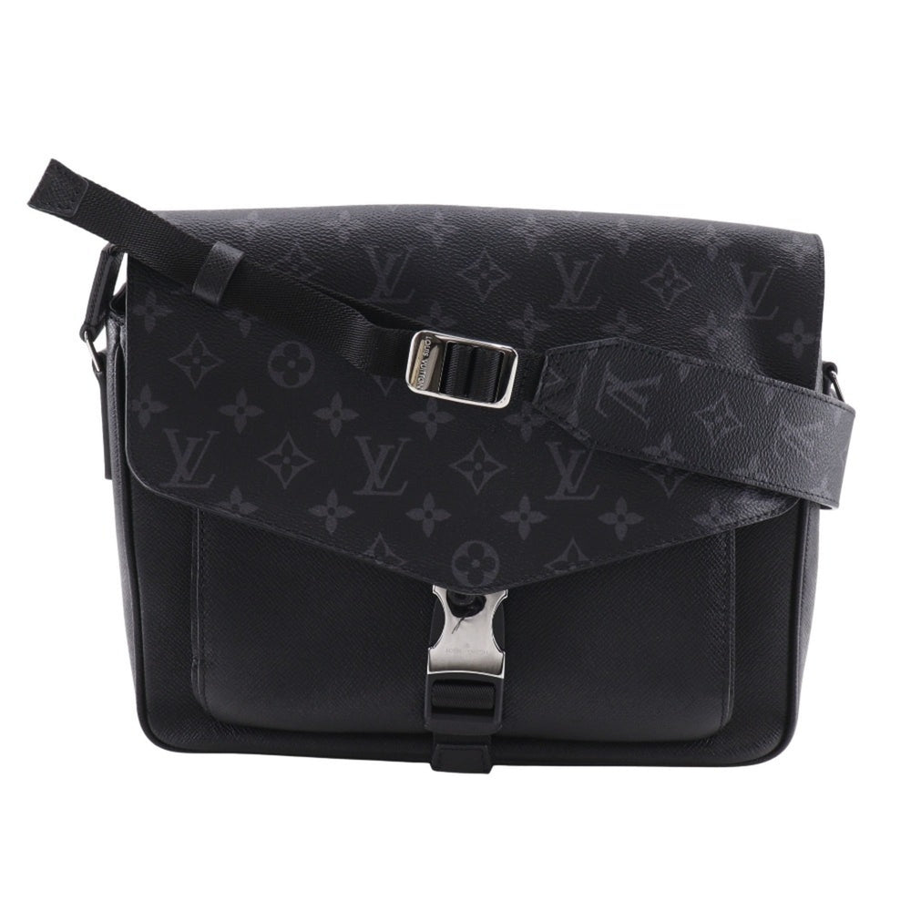 Louis Vuitton Taigalama Shoulder Bag M30746, Taiga x Monogram Eclipse Canvas, Black, A5 Size, Flap, Men's — Like New