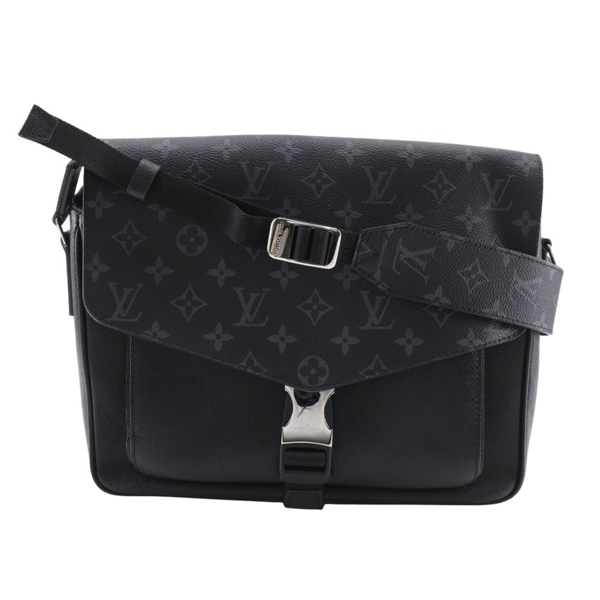 Louis Vuitton Taigalama Shoulder Bag M30746, Taiga x Monogram Eclipse Canvas, Black, A5 Size, Flap, Men's — Like New