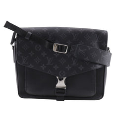 Louis Vuitton Taigalama Shoulder Bag M30746, Taiga x Monogram Eclipse Canvas, Black, A5 Size, Flap, Men's — Like New