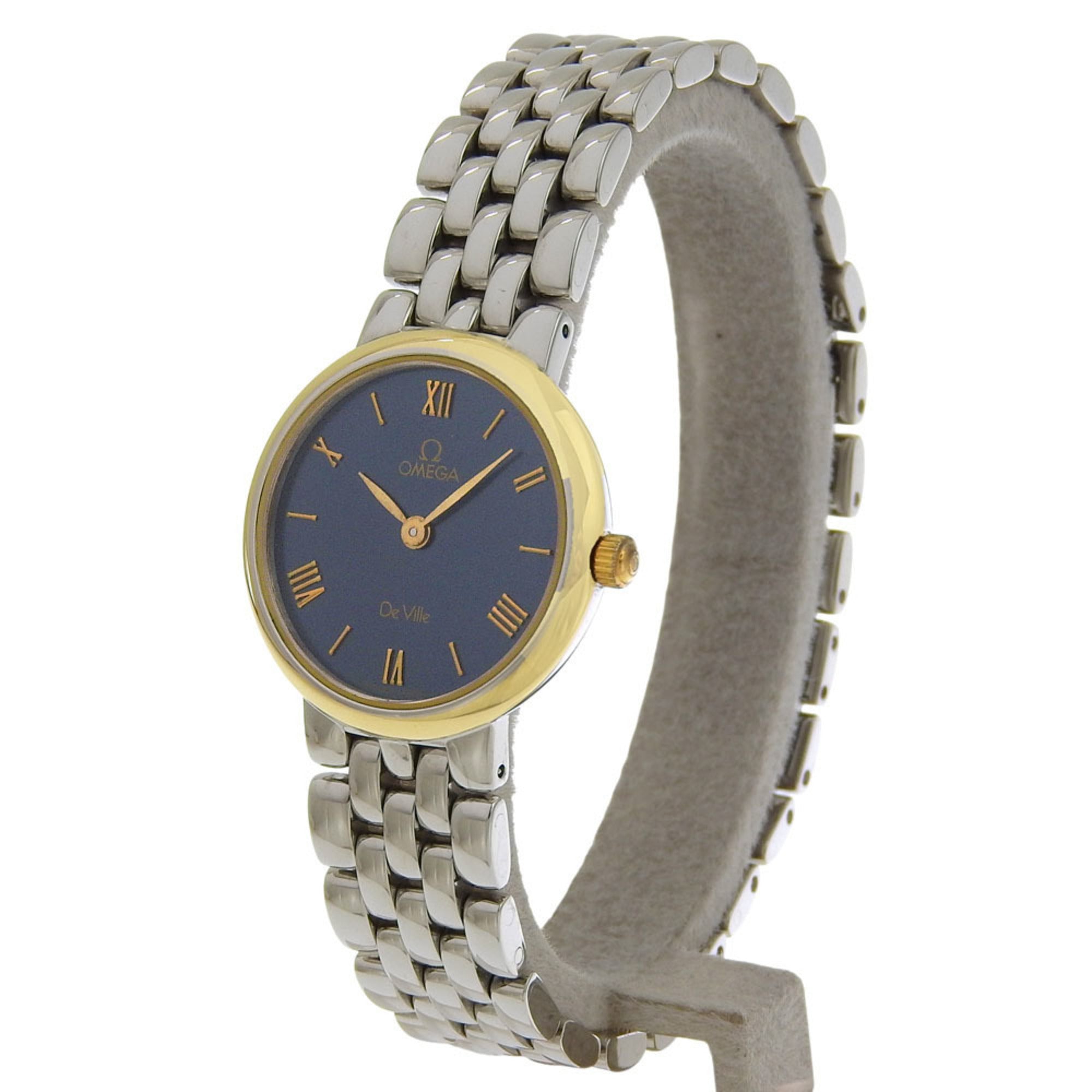 Omega De Ville 7261.83 Stainless Steel Watch, 1993 Model, Quartz, Analog, Black Dial, Ladies' Watch — Good