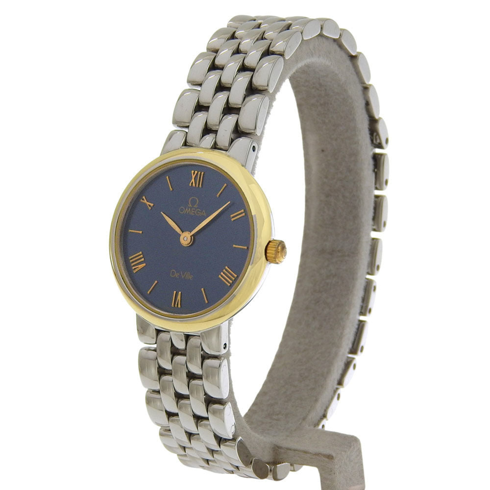 Omega De Ville 7261.83 Stainless Steel Watch, 1993 Model, Quartz, Analog, Black Dial, Ladies' Watch — Good