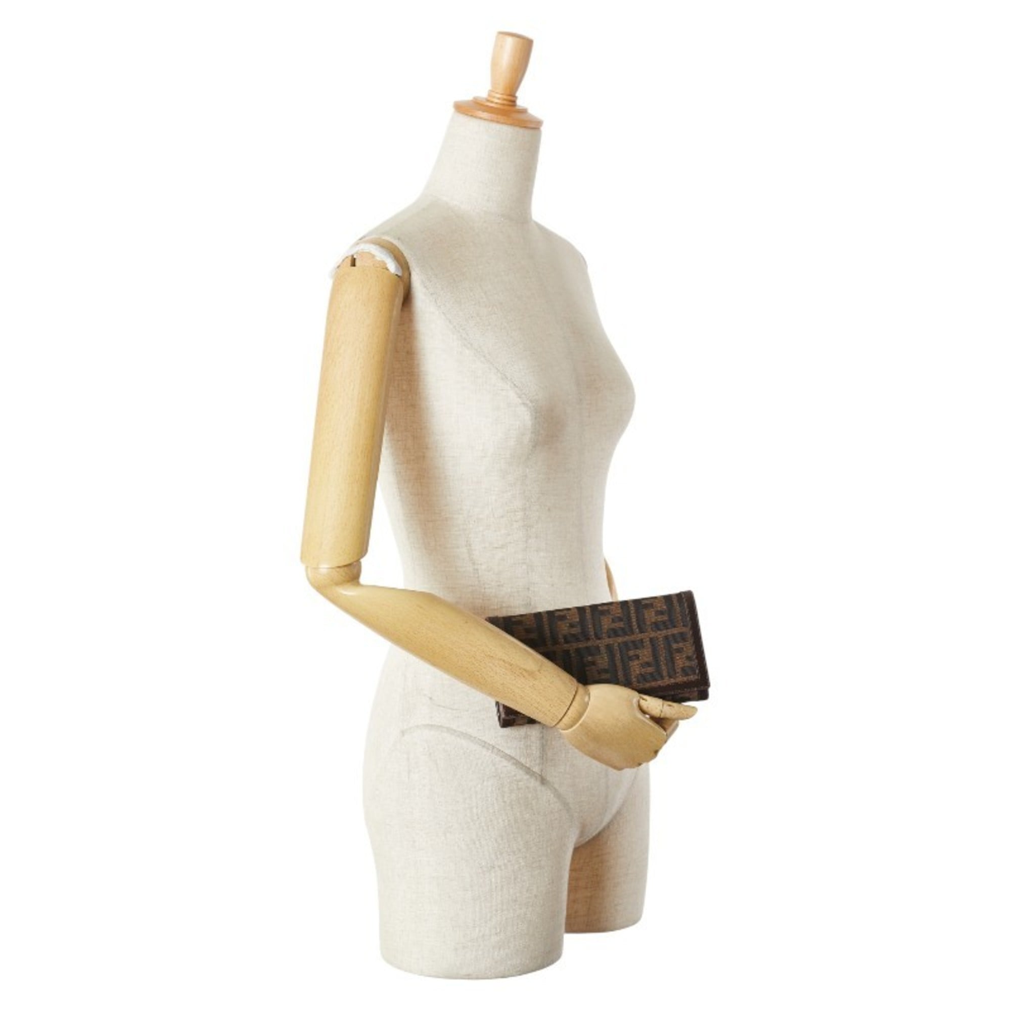 Fendi Zucca Long Wallet 30851 Brown Black Canvas Leather Women's FENDI