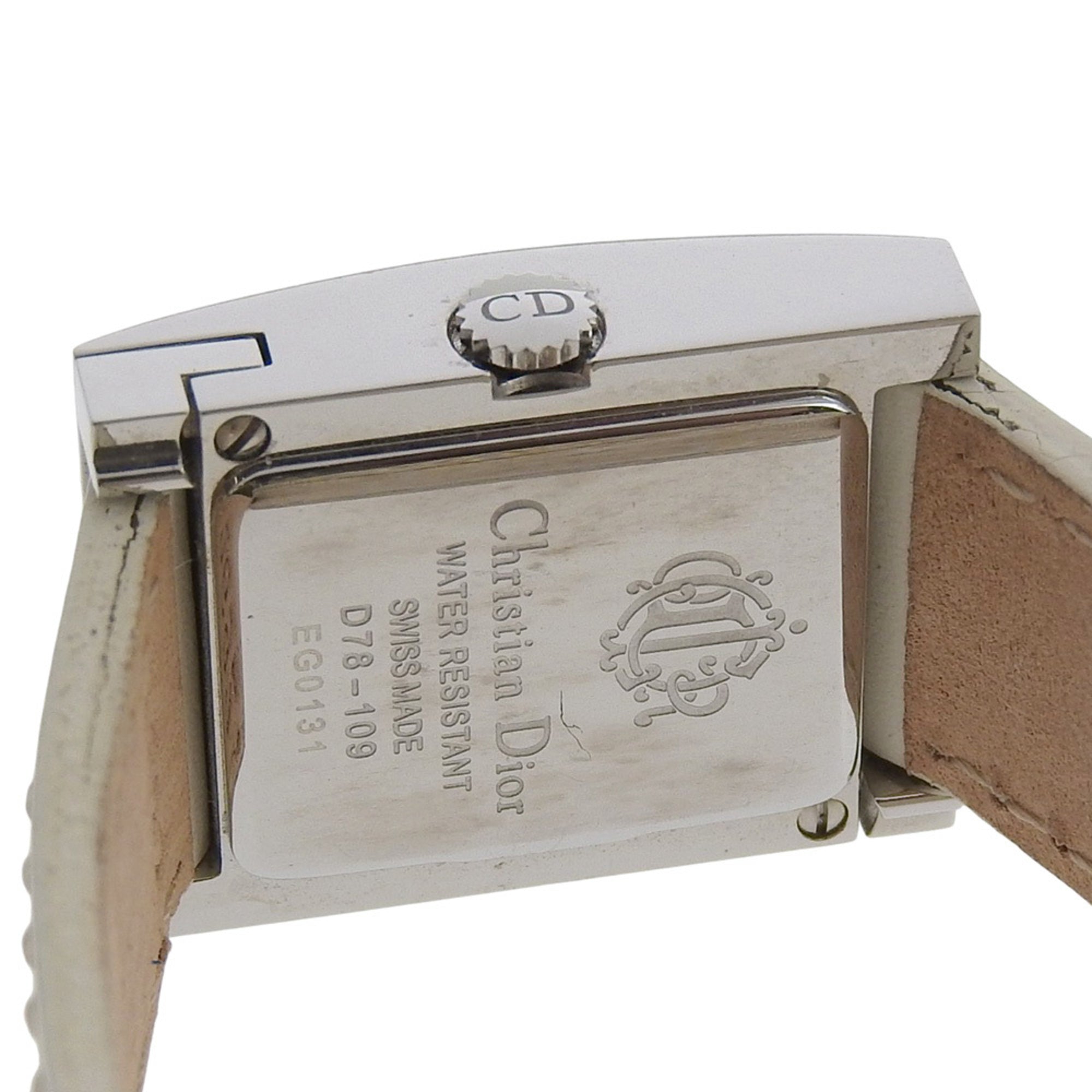 Christian Dior Maris Watch D78-109 Stainless Steel x Shimmer Leather Quartz Analog Display Silver Dial Women's — Good
