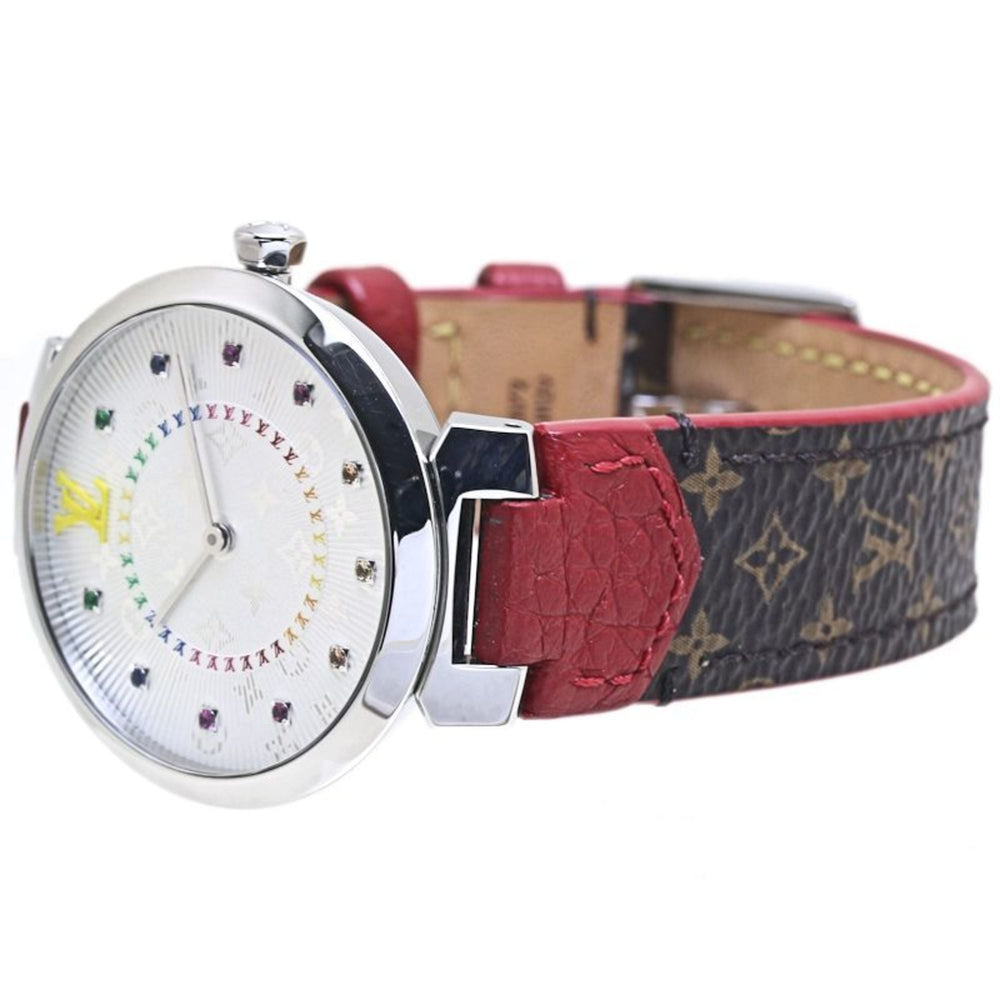 LOUIS VUITTON Tambour MM Rainbow Colored Stones QA159Z Women's Watch 40091 — Very Good