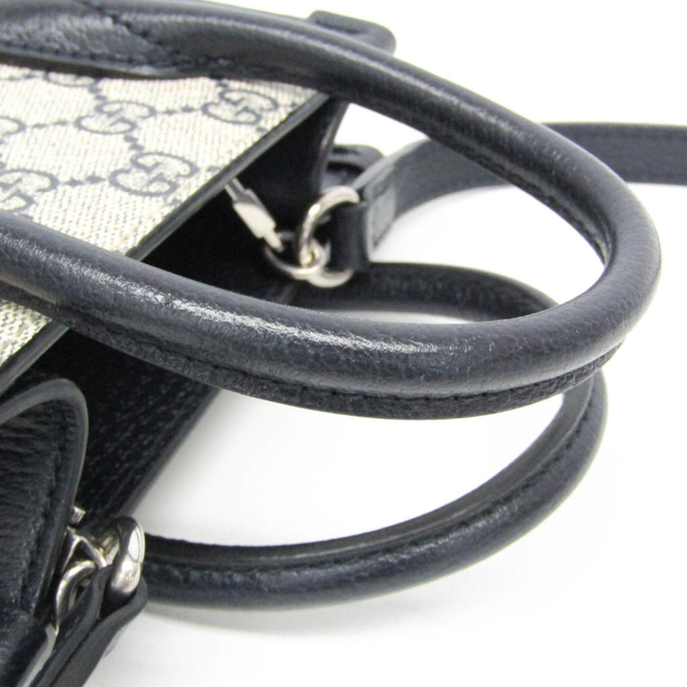 Gucci Interlocking G 671623 Women's Leather,GG Supreme Handbag,Shoulder Bag Beige,Navy — Like New