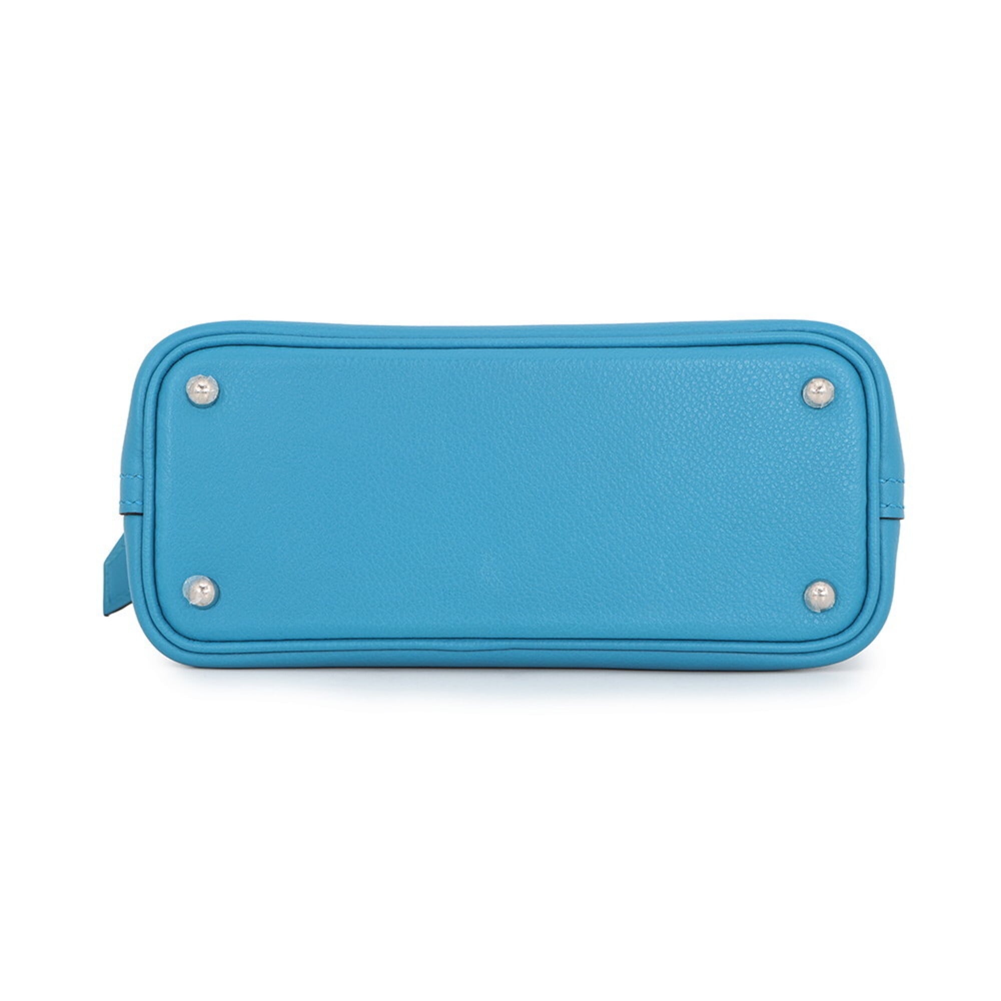 Hermes Bolide 1923 Mini Blue Zanzibar Evercolor W stamp HERMES 2-way shoulder bag handbag women's — Like New