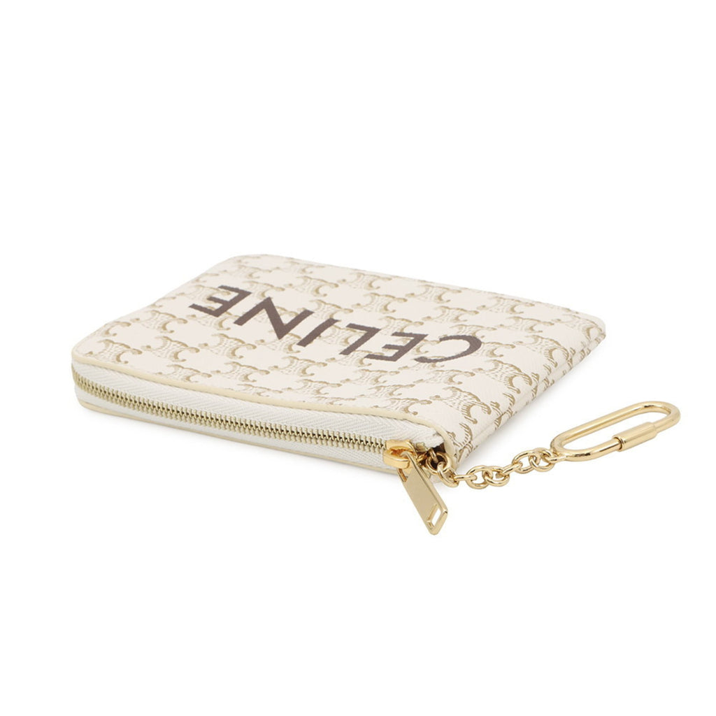 Celine Triomphe coin purse in PVC (10C662CA2) - White. purse. wallet.