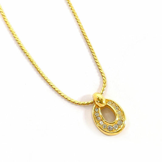 Christian Dior necklace, metal/rhinestone, gold, for women