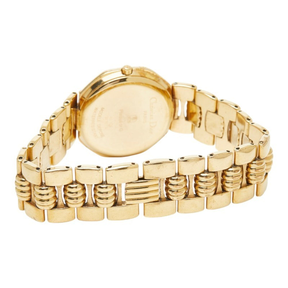 Dior Depose Octagon Watch 45 154 Quartz Gold Dial Stainless Steel Rhinestone Women's — Good