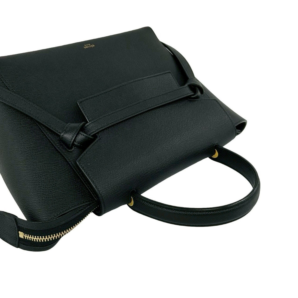 CELINE Belt Bag Micro Leather 2-way Shoulder Handbag Black 40373 — Like New