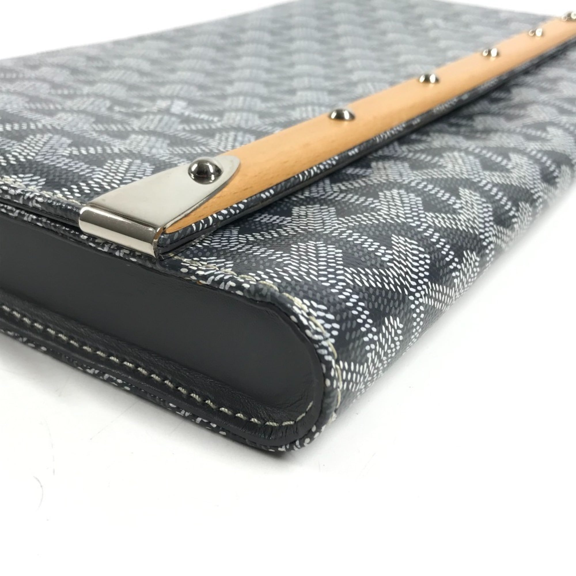GOYARD Monte Carlo Bag, Flap Handbag, Pouch, Clutch Leather, Men's/Women's, Gray, Like New — Like New