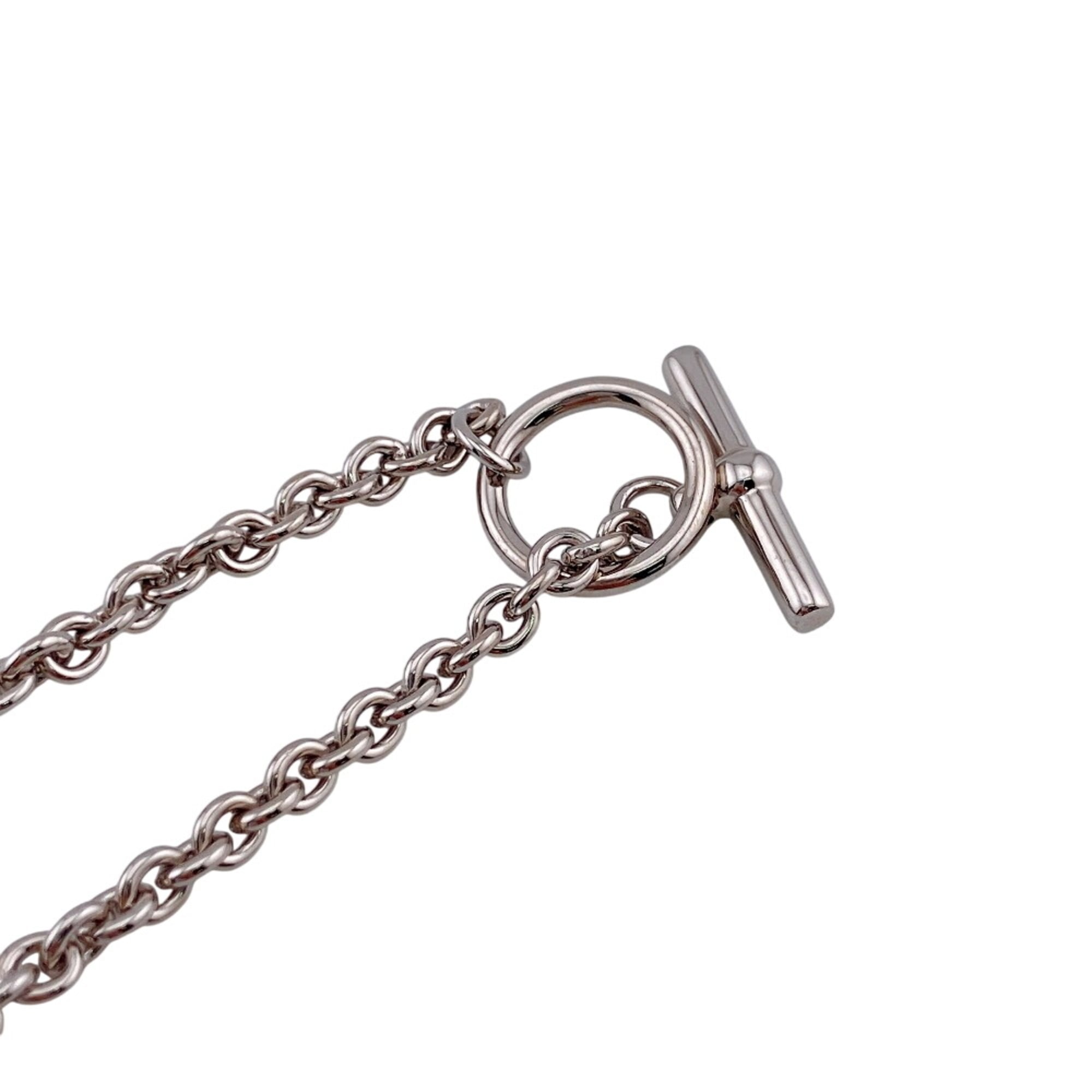 HERMES Medallion Quadrière Necklace Chain Silver — Like New