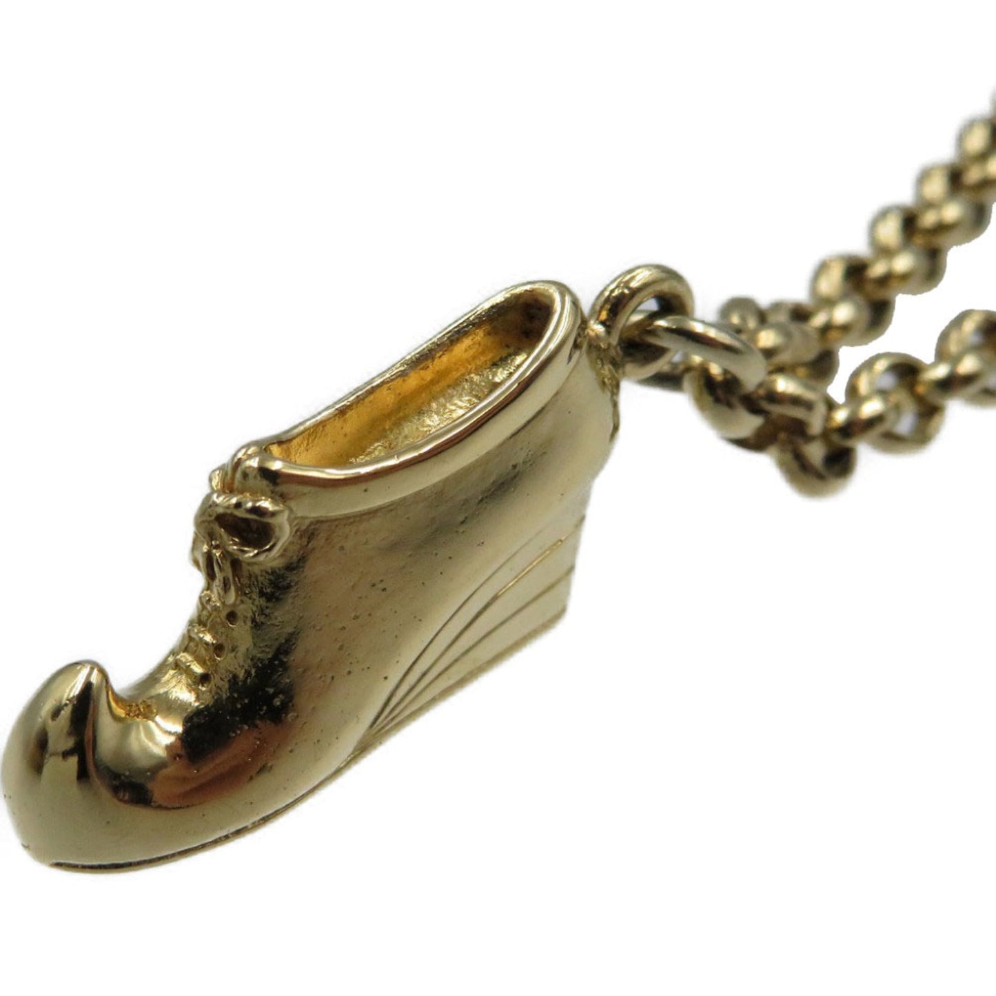 Excellent condition Salvatore Ferragamo vintage metal gold shoe motif necklace 0053
