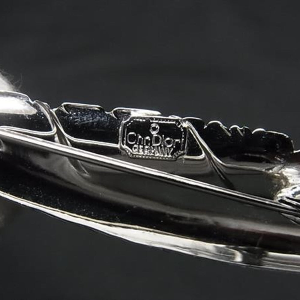 Christian Dior brooch, feather motif, silver metal, women's — Like New