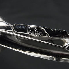 Christian Dior brooch, feather motif, silver metal, women's — Like New