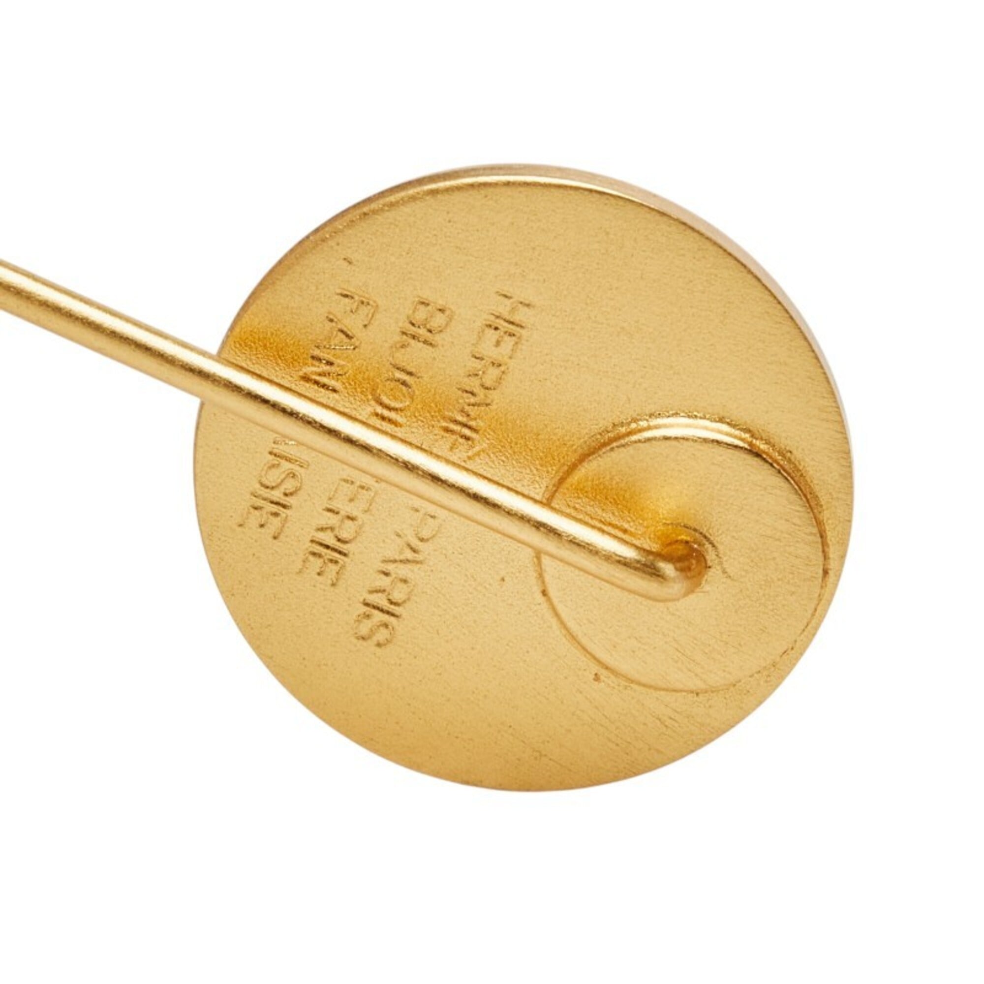 Hermes Sellier Pin Brooch, Gold Plated, Women's — Like New