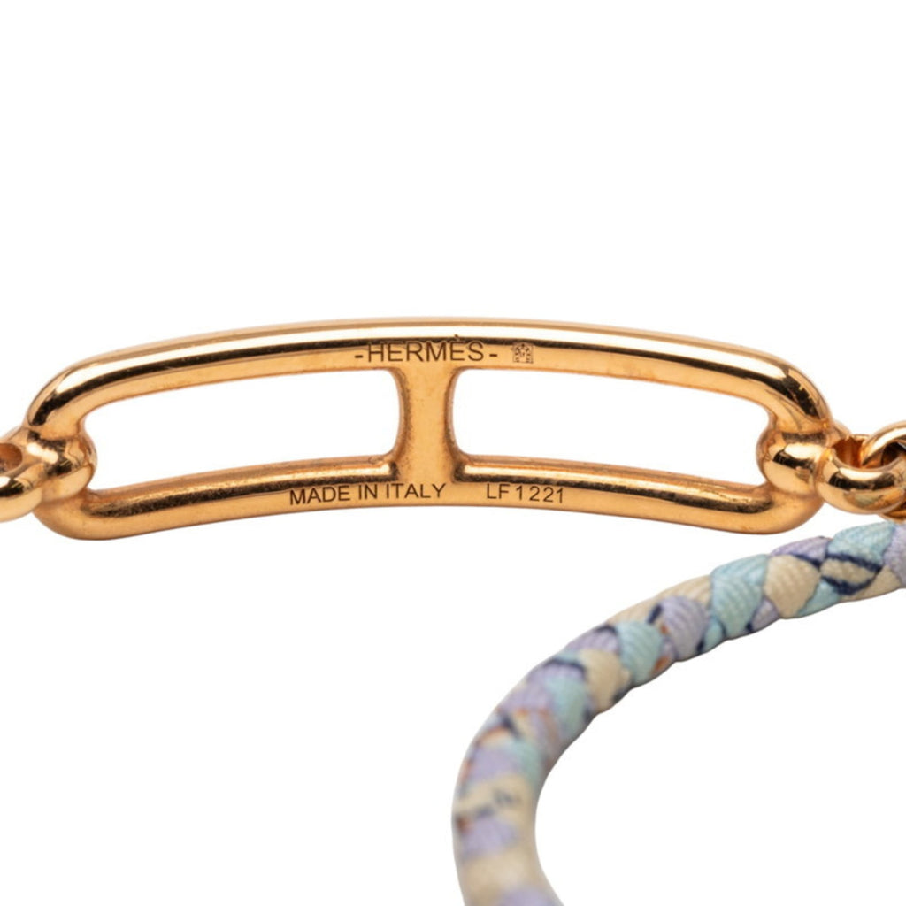 Hermes Hermès Luli Double Tour Bracelet in Gold and Multicolored Silk with Plated Finish for Women