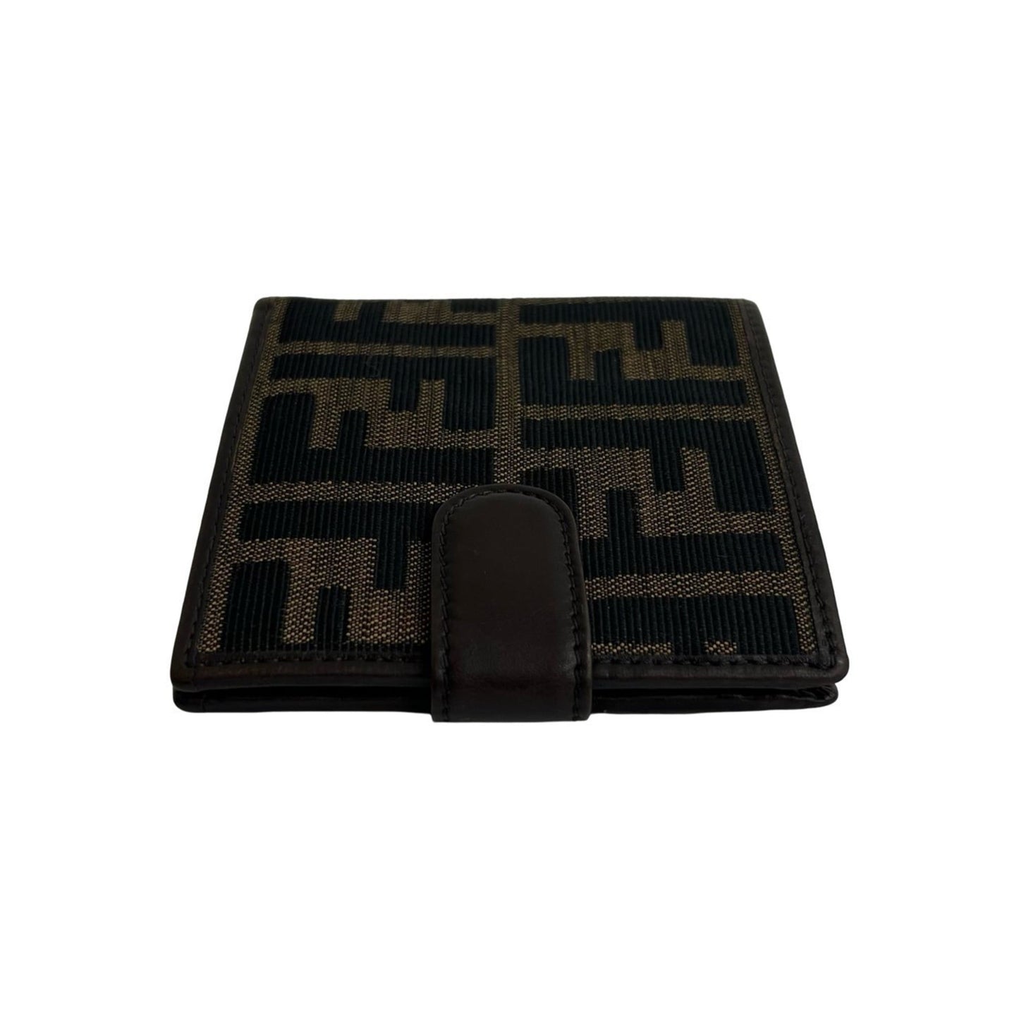 FENDI Zucca FF Pattern Canvas and Leather Bifold Wallet with Mini Card Case, Brown Black, 98030