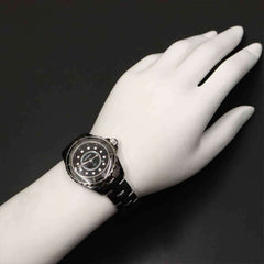 Chanel J12 33mm H1625 Women's Watch, 12 Diamonds, Date Display, Black Ceramic Quartz Watch — Very Good