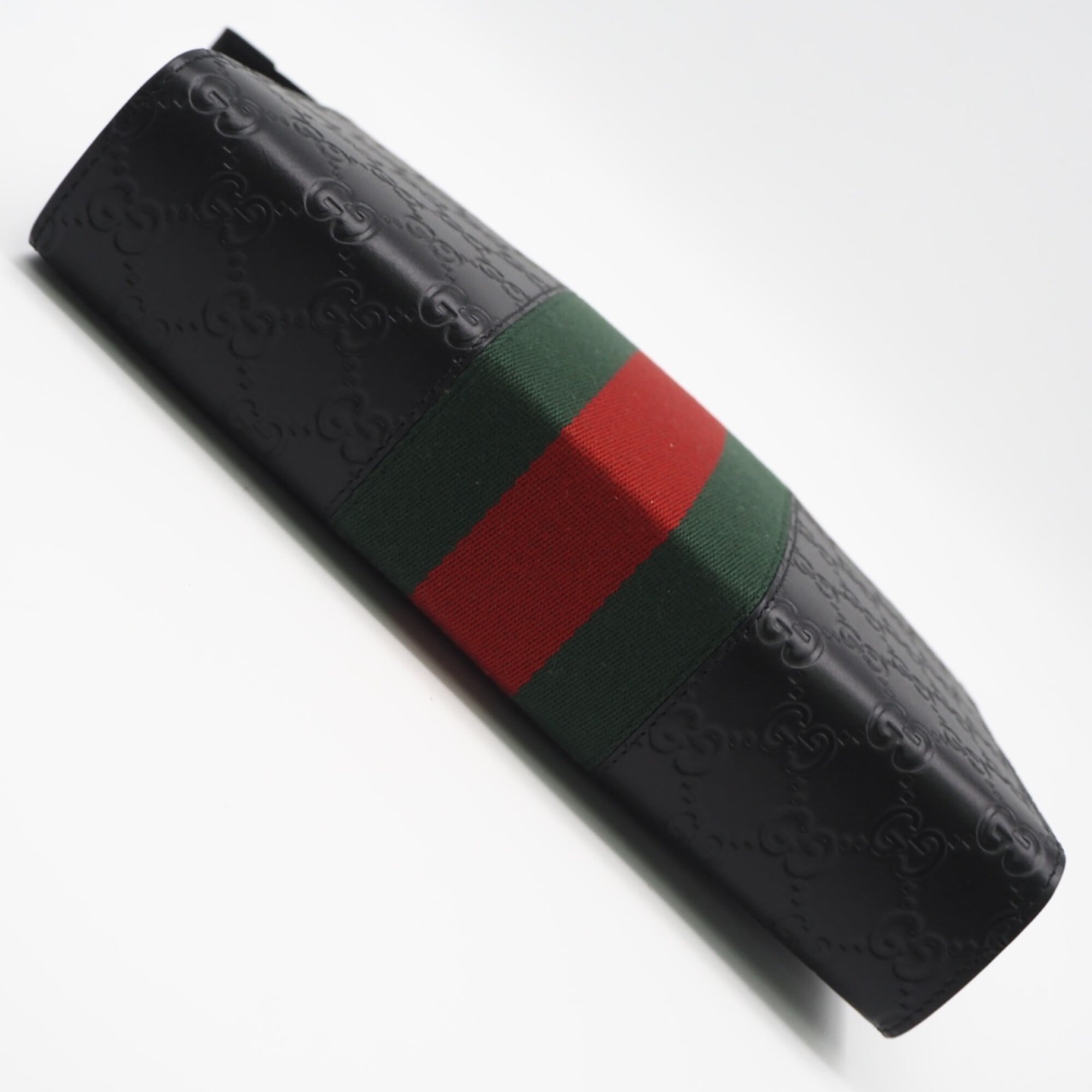 GUCCI GG Supreme Canvas Shima Sherry Line Clutch Bag 475316 Black Green Red Leather Men's — New - Store Return