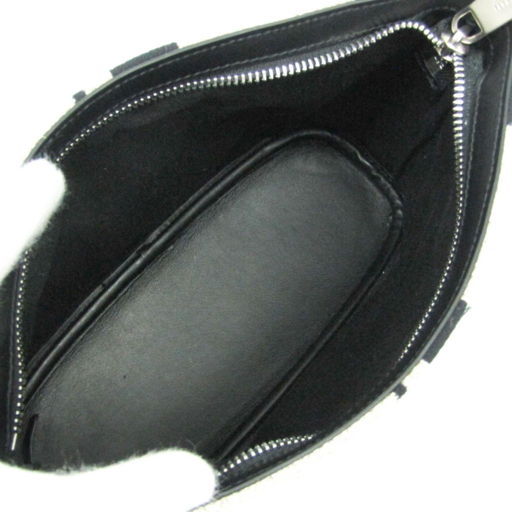 Salvatore Ferragamo Logo EE-24 1638 Men,Women Leather,Cotton Pouch Beige,Black — Like New