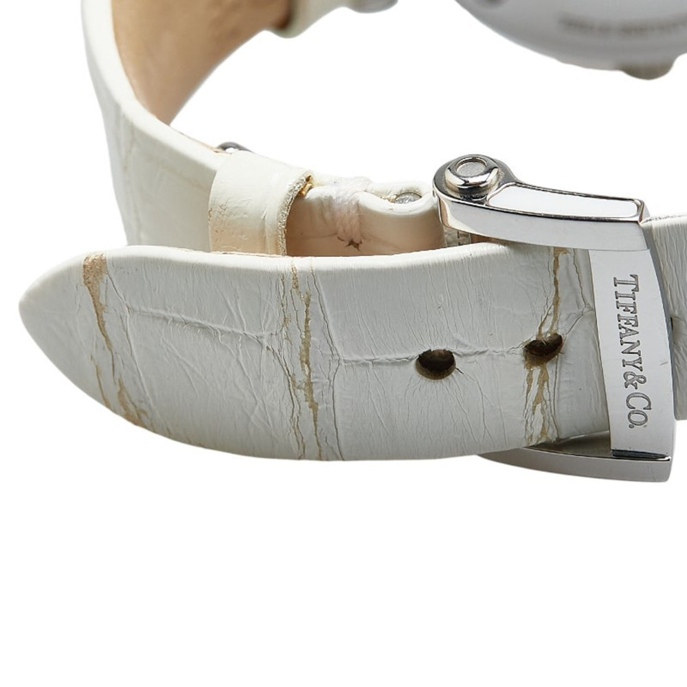 Tiffany & Co. Atlas Heart Date Watch Z1300.11.11A20A71A, Quartz Movement, White Dial, Stainless Steel, Leather, Women's — Good