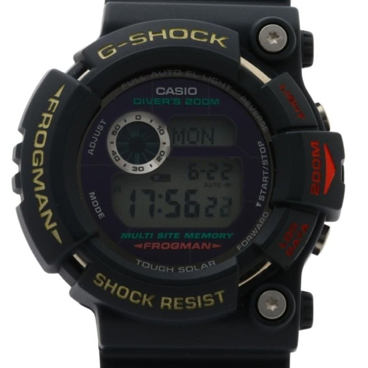 CASIO G-SHOCK FROGMAN GW-200 Watch, Gray, Resin, Titanium, Men's Digital Watch — Very Good