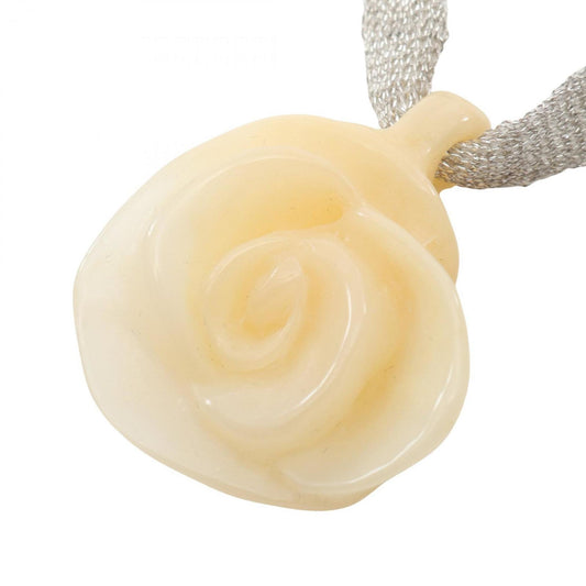 CHANEL Camellia Coco Mark Necklace, Plastic, Women's, White and Silver