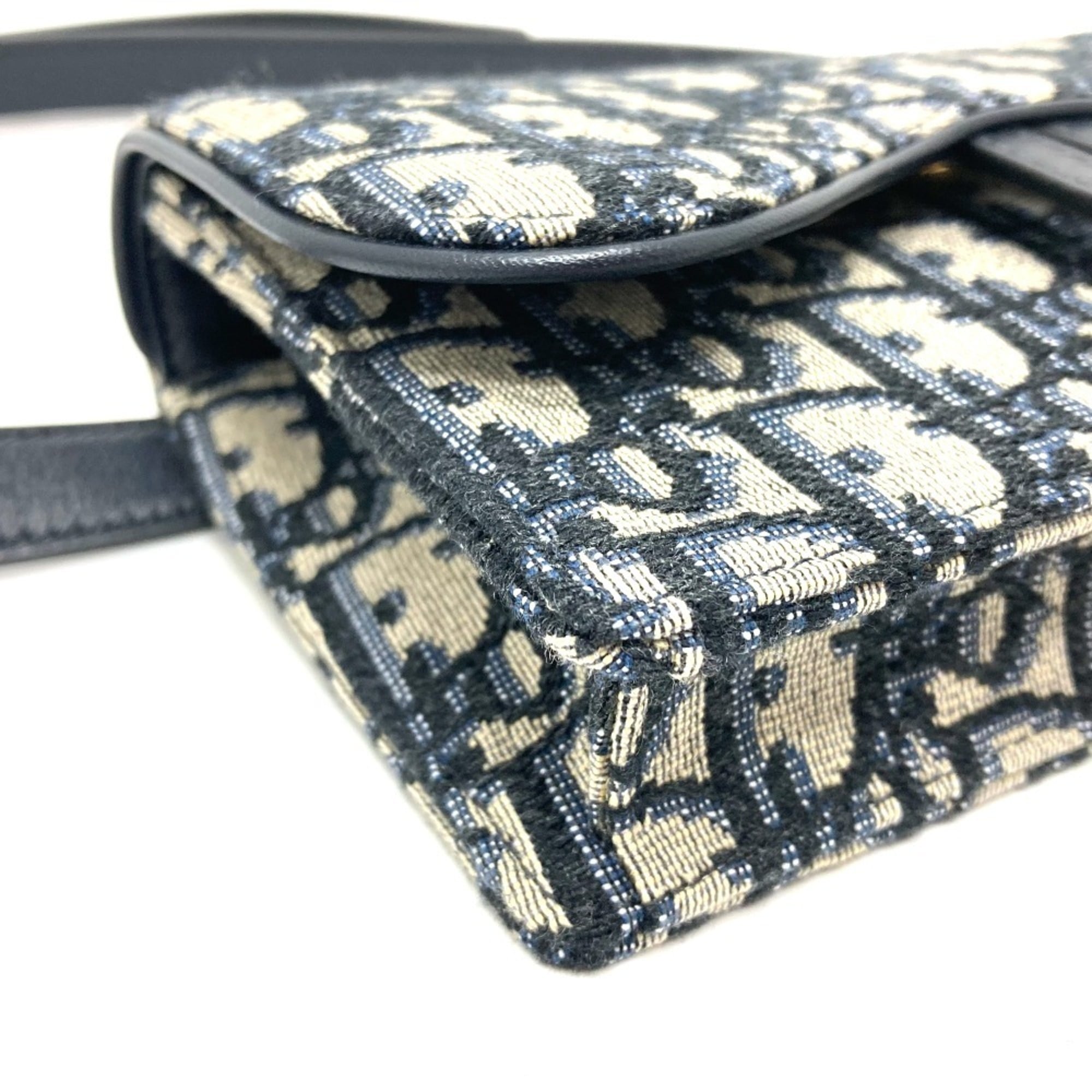 Christian Dior Dior S5619CTZQ_M928 Oblique Trotter Saddle Belt Pouch Bag Waist Body Leather Canvas Men's Navy — Like New