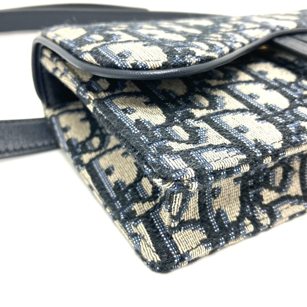 Christian Dior Dior S5619CTZQ_M928 Oblique Trotter Saddle Belt Pouch Bag Waist Body Leather Canvas Men's Navy — Like New